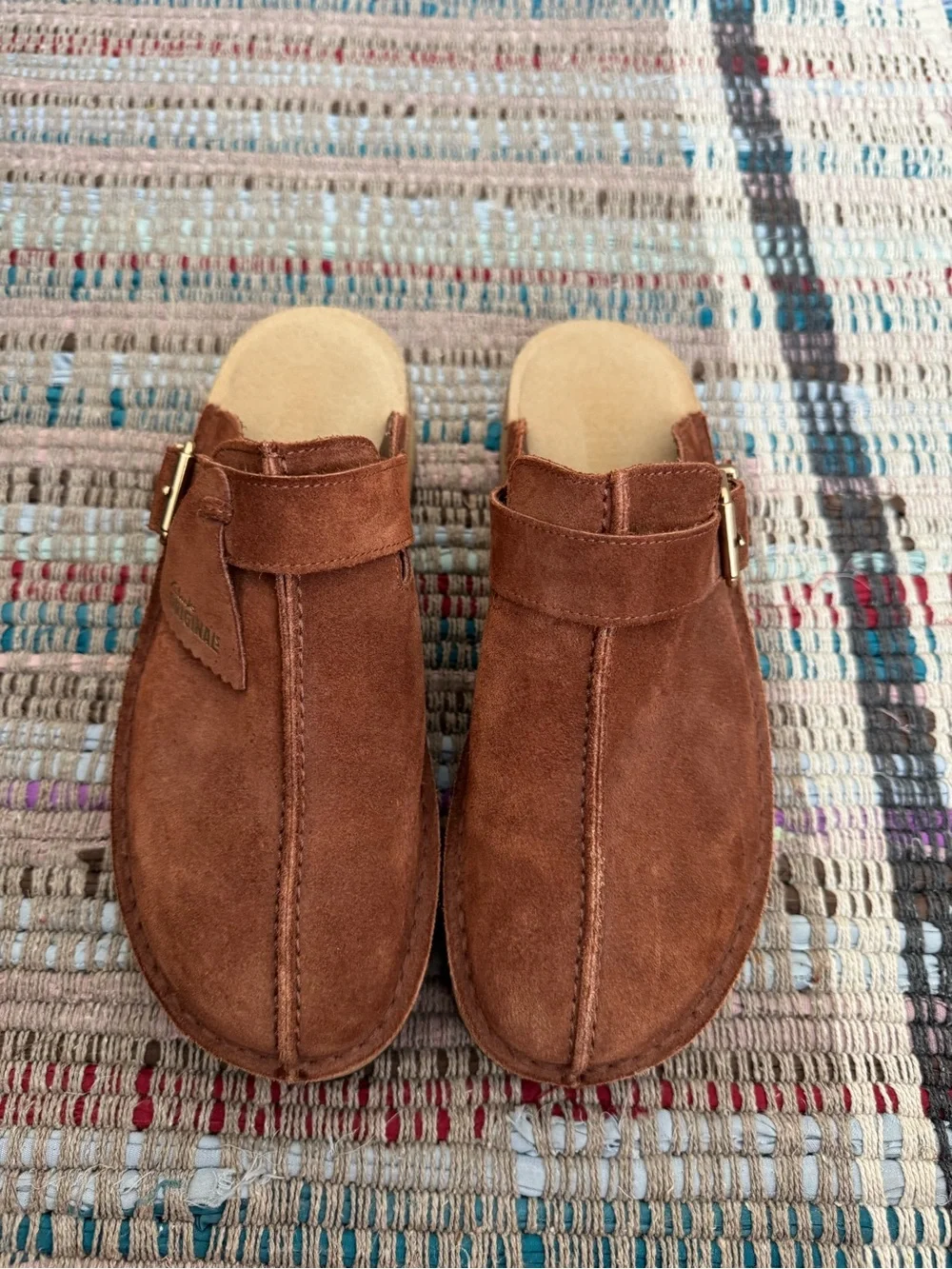 Clarks Suede Trek Wedge Mules